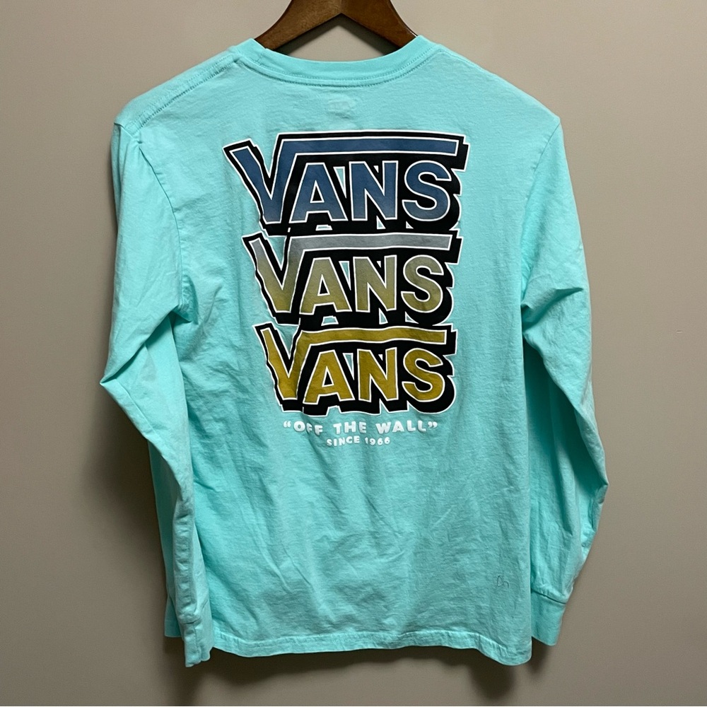Vans Youth XL 14+Teal Blue Long Sleeve Graphic Tee